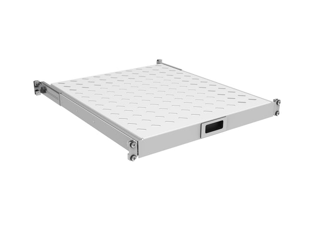 19" 1HE Fachboden ausziehbar, ET 350..450 mm, 30 kg, ST 600, RAL9005 Stück