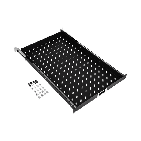 19" 1HE Fachboden ausziehbar, ET 350.. 450 mm, 30 kg, ST 600, RAL9005 - 691651ATS.6