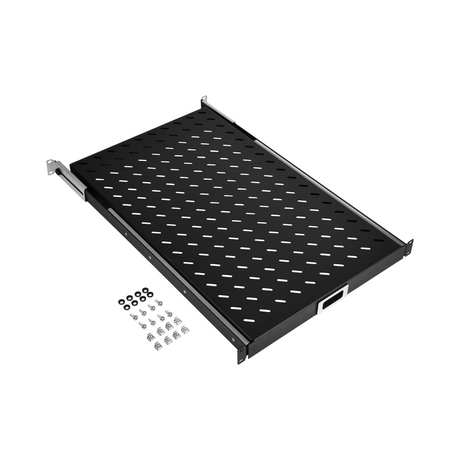 19" 1HE Fachboden ausziehbar, ET 550.. 650 mm, 30 kg, ST 800, RAL9005 - 691651ATS.8
