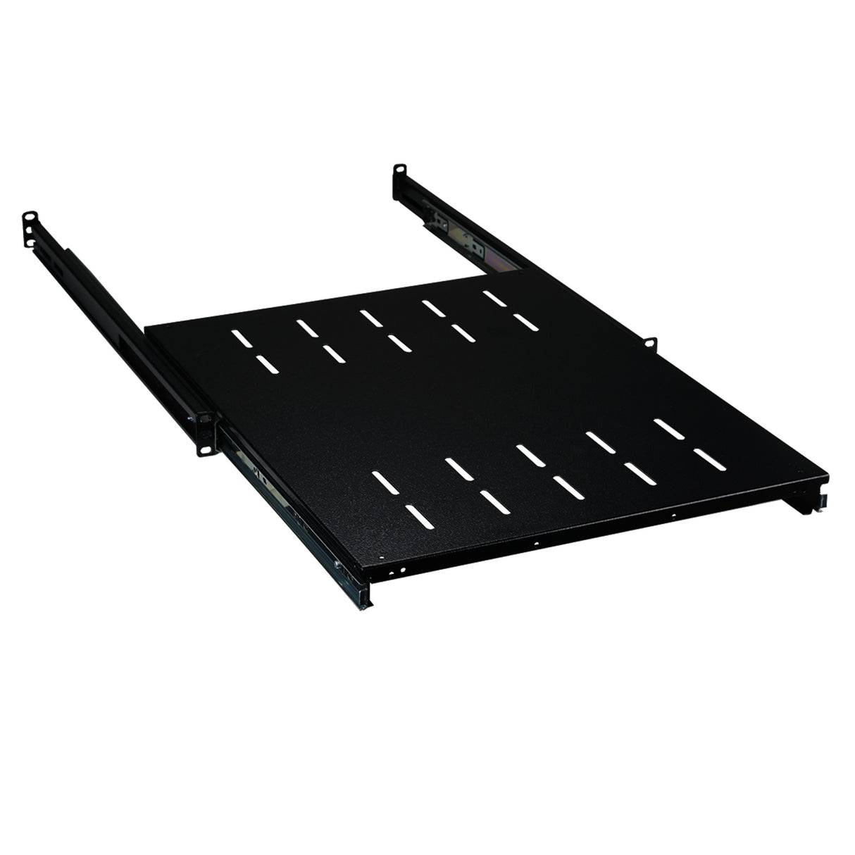 19" 1HE Fachboden ausziehbar, ET 408.. 612 mm, 30 kg, ST 600, RAL9005 - 691651NATS.6