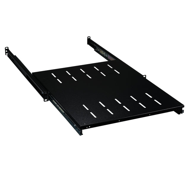 19" 1HE Fachboden ausziehbar, ET 408.. 612 mm, 30 kg, ST 600, RAL9005 - 691651NATS.6