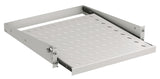 19" 2HE Fachboden ausziehbar, T=455 mm, Frontbefestigung, 20 kg, RAL9005 Stück