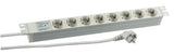 19" 1HE Steckdosenleiste 8 x CEE 7/3 mit Überspannungsschutz, RAL7035 Stück