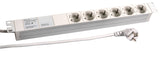 19" 1HE Steckdosenleiste 6 x CEE 7/3 mit Gerätevollschutz, RAL7035 Stück