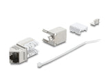 Delock Keystone Modul RJ45 Buchse zu LSA Cat.6A 45° gewinkelte Buchse geschirmt 90° Kabelführung werkzeugfrei Metall