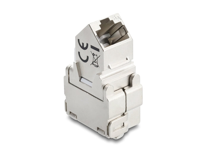 Delock Keystone Modul RJ45 Buchse zu LSA Cat.6A 45° gewinkelte Buchse geschirmt 180° Kabelführung werkzeugfrei Metall