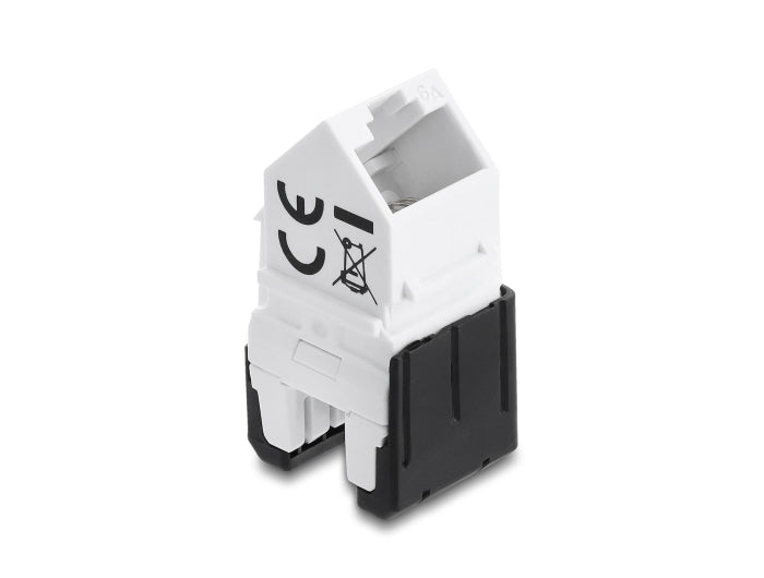 Delock Keystone Modul RJ45 Buchse zu LSA Cat.6A 45° gewinkelte Buchse ungeschirmt 180° Kabelführung werkzeugfrei schwarz / weiß