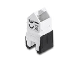 Delock Keystone Modul RJ45 Buchse zu LSA Cat.6A 45° gewinkelte Buchse ungeschirmt 180° Kabelführung werkzeugfrei schwarz / weiß