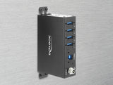 Delock Industrie Hub 4 x USB 5 Gbps Typ-A mit 8 kV ESD Schutz und Hutschienenbefestigung