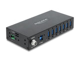 Delock Industrie Hub 7 x USB 5 Gbps Typ-A mit 8 kV ESD Schutz und Hutschienenbefestigung