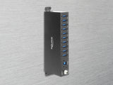 Delock Industrie Hub 10 x USB 5 Gbps Typ-A mit 8 kV ESD Schutz und Hutschienenbefestigung