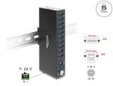 Delock Industrie Hub 10 x USB 5 Gbps Typ-A mit 8 kV ESD Schutz und Hutschienenbefestigung