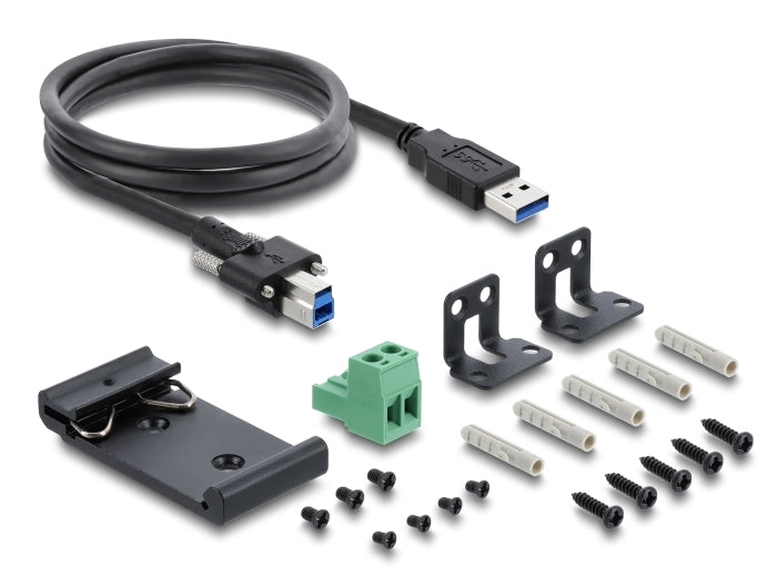 Delock Industrie Hub 16 x USB 5 Gbps Typ-A mit 8 kV ESD Schutz und Hutschienenbefestigung