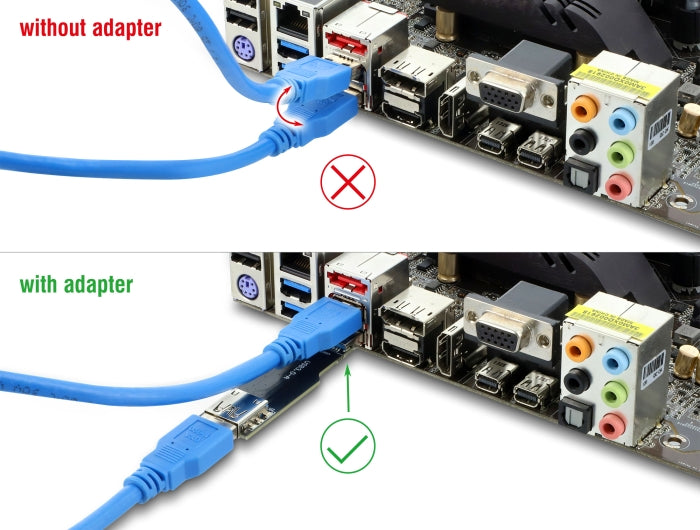 Delock USB 10 Gbps Adapter USB Typ-A Buchse zu Stecker gerade flach