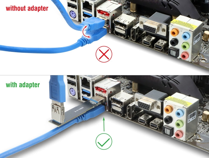 Delock USB 10 Gbps Adapter USB Typ-A Buchse zu Stecker gewinkelt 90°