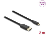 Delock USB Type-C™ zu DisplayPort Kabel (DP Alt Mode) 8K 60 Hz mit HDR Funktion 2 m schwarz