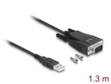 Delock Adapter USB 2.0 Typ-A Stecker zu 1 x Seriell RS-232 D-Sub 9 Stecker mit Schrauben und Muttern ESD Überspannungsschutz