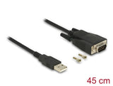 Delock Adapter USB 2.0 Typ-A Stecker > 1 x Seriell RS-232 DB9 Stecker mit Schrauben und Muttern ESD Überspannungsschutz