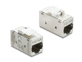 Delock Keystone Modul Kupplung RJ45 Buchse zu RJ45 Buchse Cat.6A Metall silber / weiß
