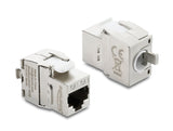 Delock Keystone Modul RJ45 Buchse zu LSA Cat.6A werkzeugfrei geschirmt Metall silber / weiß