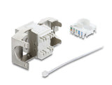 Delock Keystone Modul RJ45 Buchse zu LSA Cat.6A werkzeugfrei geschirmt Metall silber / weiß