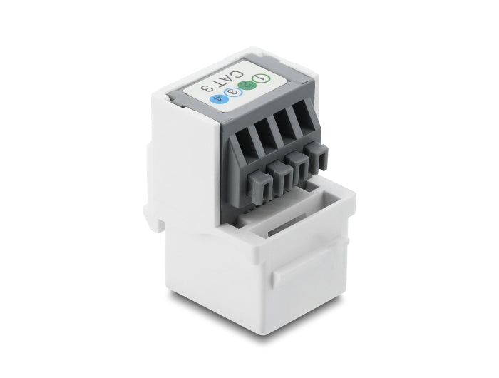 Delock Keystone Modul RJ11 Buchse zu Terminalblock 4 Pin weiß