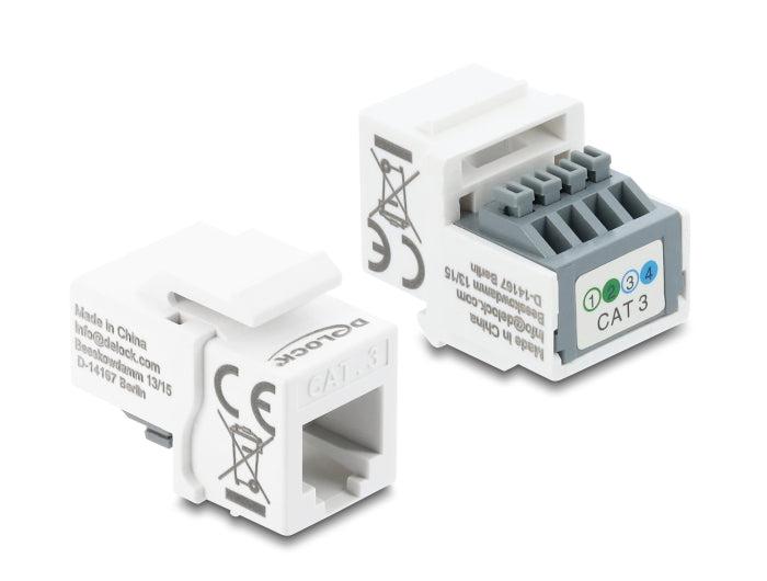 Delock Keystone Modul RJ11 Buchse zu Terminalblock 4 Pin weiß