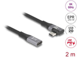 Delock USB 20 Gbps Verlängerungskabel gewinkelt links / rechts USB PD 3.1 Extended Power Range 240 W 2 m