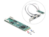 Delock M.2 Karte zu 2 x Seriell RS-232 DB9 mit Standard und Low Profile Slotblenden