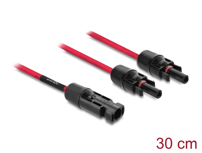 Delock DL4 Solar Splitter Kabel 1 x Stecker zu 2 x Buchse 30 cm rot
