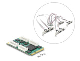 Delock Mini PCIe I/O full size Karte zu 8 x Seriell RS-232 DB9 mit Standard und Low Profile Slotblenden
