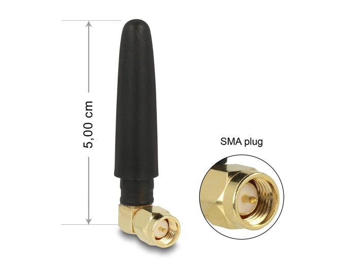 Delock LTE Antenne SMA Stecker 90° 2 dBi omnidirektional starr schwarz