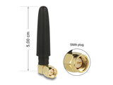 Delock LTE Antenne SMA Stecker 90° 2 dBi omnidirektional starr schwarz