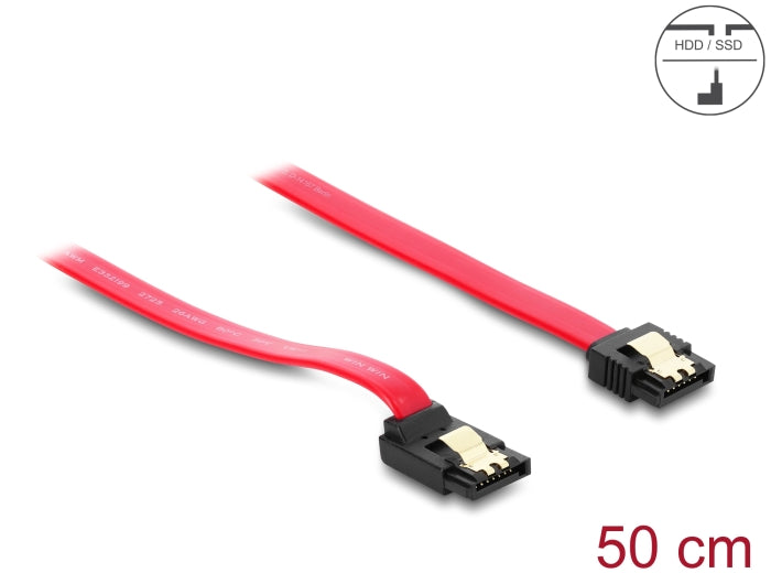 Delock SATA 6 Gb/s Kabel gerade auf oben gewinkelt 50 cm rot