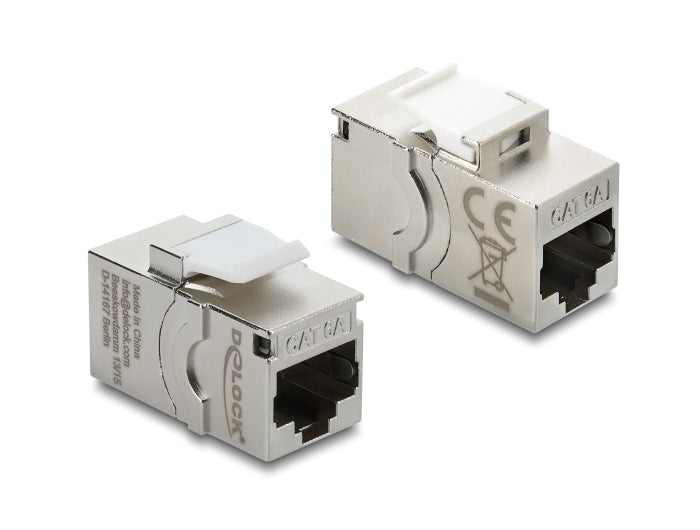 Delock Keystone Modul RJ45 Buchse zu RJ45 Buchse Cat.6A mit Staubschutzkappe