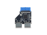 Delock USB 5 Gbps Hub 20 Pin Pfostenbuchse zu 2 x USB 5 Gbps Typ-E Key A Buchse