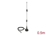 Delock LTE Antenne TS-9 Stecker 90° 2 - 3 dBi starr omnidirektional mit magnetischem Standfuß und Anschlusskabel RG-174 50 cm outdoor schwarz