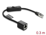 Delock RJ45 Kabel Stecker zu Buchse mit Schalter Cat.6 F/UTP 0,3 m - Netzwerkschaltung schwarz