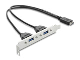 Delock USB Typ-E Key A Stecker zu 2 x USB 5 Gbps Typ-A Buchse mit Slotblech Anschlusskabel 35,5 cm