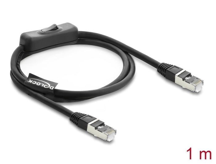 Delock RJ45 Kabel Stecker zu Stecker mit Schalter Cat.6 F/UTP 1 m - Netzwerkschaltung schwarz