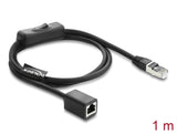 Delock RJ45 Kabel Stecker zu Buchse mit Schalter Cat.6 F/UTP 1 m - Netzwerkschaltung schwarz