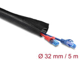Delock Geflechtschlauch mit Klettverschluss 5 m x 32 mm schwarz