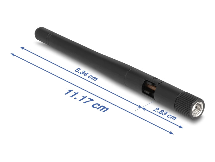 Delock WLAN 802.11 ac/ax/a/b/g/n Antenne RP-SMA Stecker 2 dBi omnidirektional mit Kippgelenk schwarz