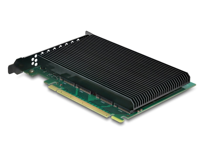 Delock PCI Express 5.0 x16 Karte zu 4 x intern NVMe M.2 Key M mit Kühlkörper - Bifurcation