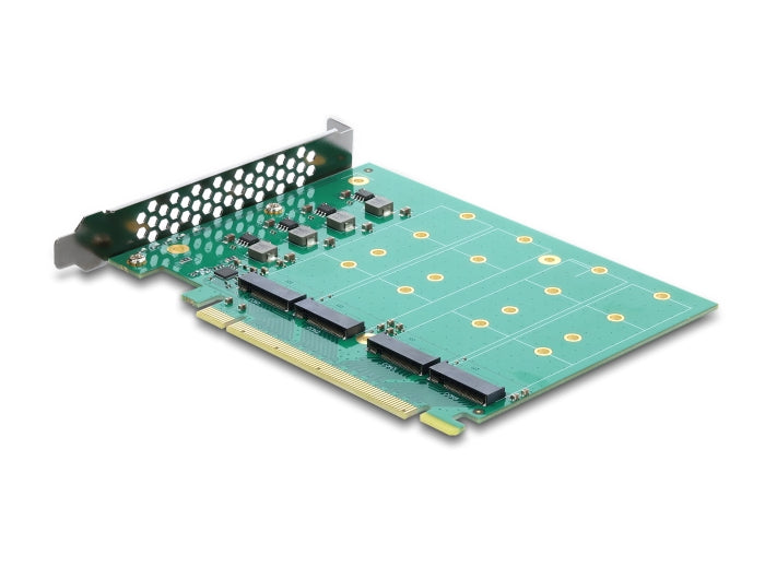 Delock PCI Express 5.0 x16 Karte zu 4 x intern NVMe M.2 Key M mit Kühlkörper - Bifurcation
