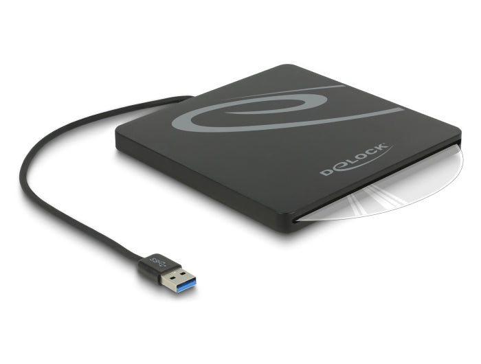 Delock Externes Gehäuse für 5.25″ Slot-in Slim SATA Laufwerke 9,5 / 12,7 mm zu USB Typ-A Stecker schwarz