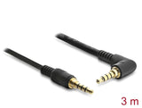 Delock Klinkenkabel 3,5 mm 4 Pin Stecker > Stecker gewinkelt 3 m schwarz