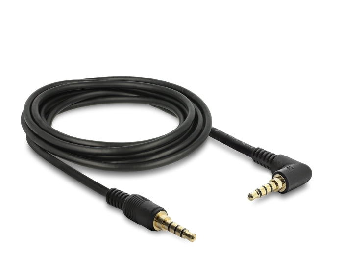 Delock Klinkenkabel 3,5 mm 4 Pin Stecker > Stecker gewinkelt 3 m schwarz