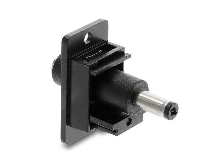 Delock Panel Mount DC 5,5 x 2,1 mm Buchse zu DC 5,5 x 2,1 mm Stecker schwarz