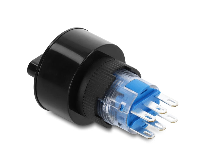 Delock Drehschalter zum Einbau 22 mm 6 x Lötanschluss rastend IP65 schwarz